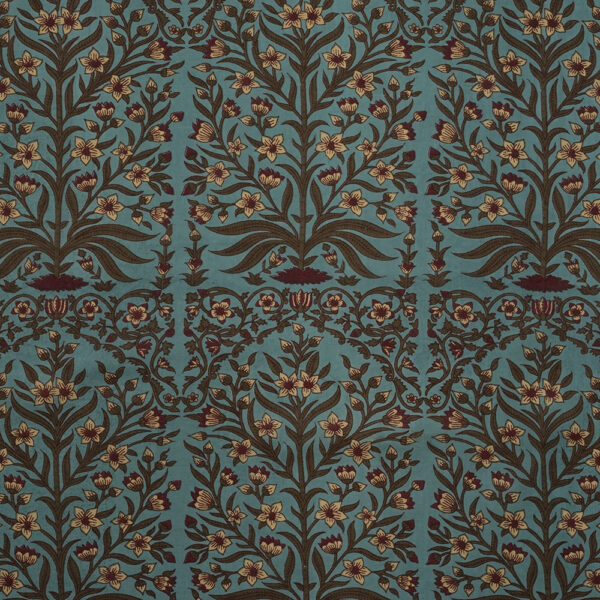 Cotton Fabric 32 - Burgundy Flower design on Deep Aquamarine - Camilla ...
