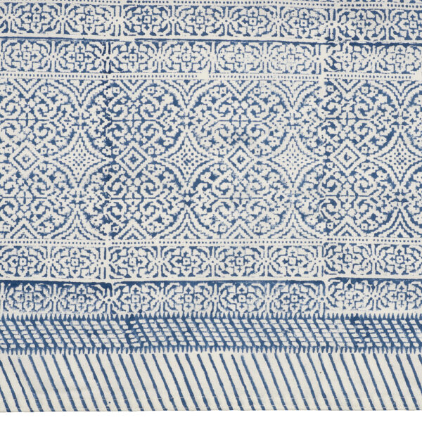 Block printed cotton tablecloth – Blue design on Off White - Camilla ...